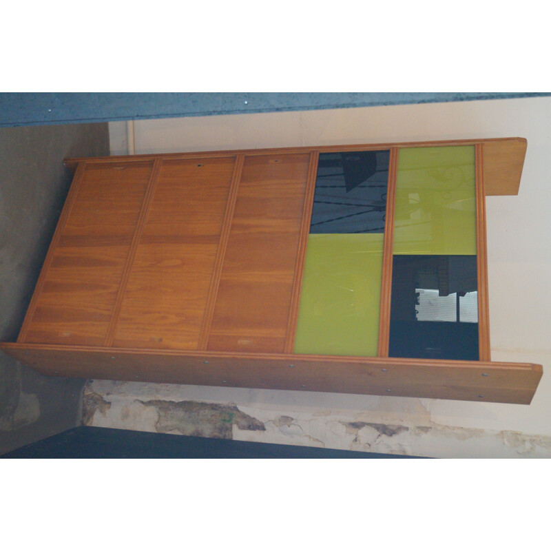 Vintage wood and glass bookcase, 1950