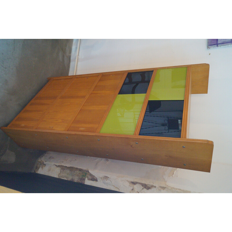 Vintage wood and glass bookcase, 1950