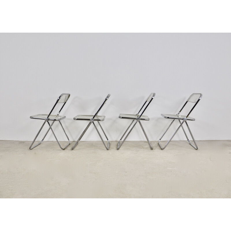 Set of 4 vintage folding chairs by Giancarlo Piretti for Castelli, 1970