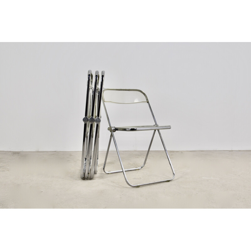 Set of 4 vintage folding chairs by Giancarlo Piretti for Castelli, 1970