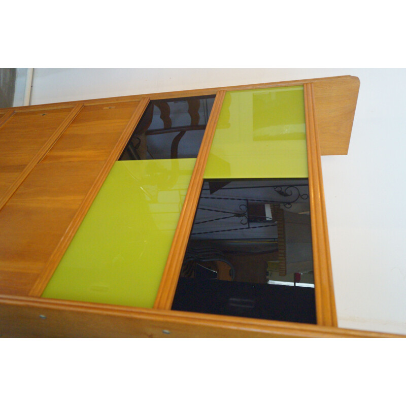 Vintage wood and glass bookcase, 1950