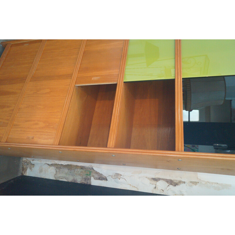 Vintage wood and glass bookcase, 1950