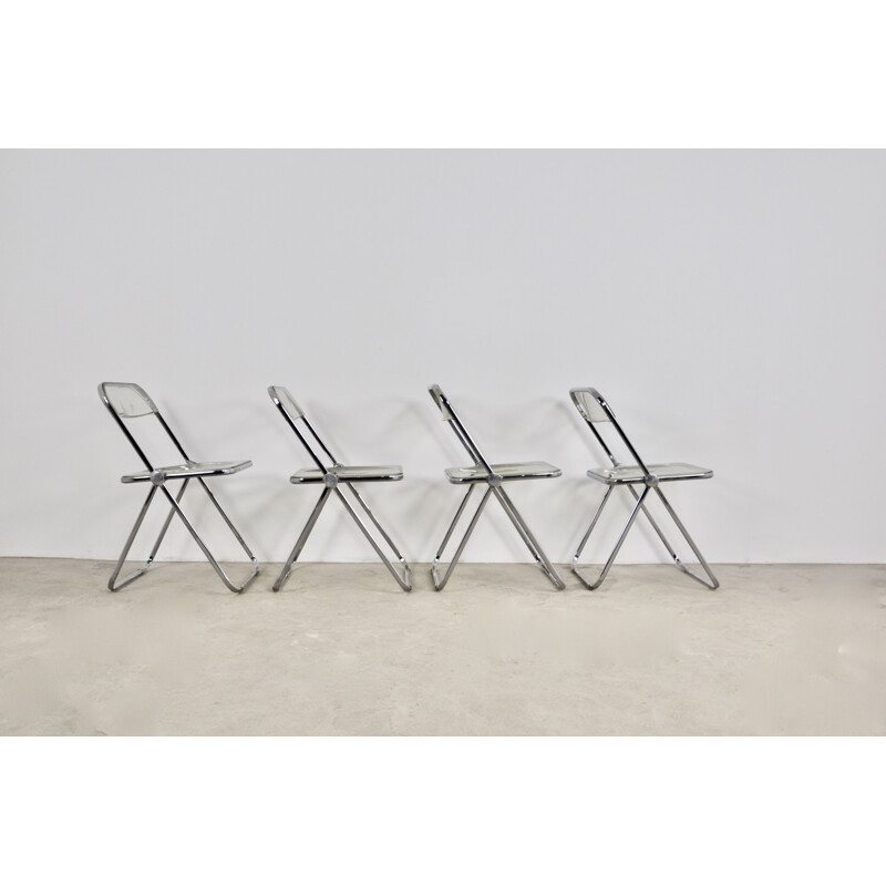 Set of 4 vintage folding chairs by Giancarlo Piretti for Castelli, 1970