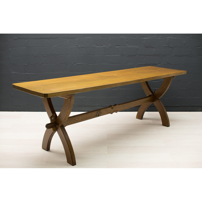 Spanish vintage dining table in oakwood, 1960s