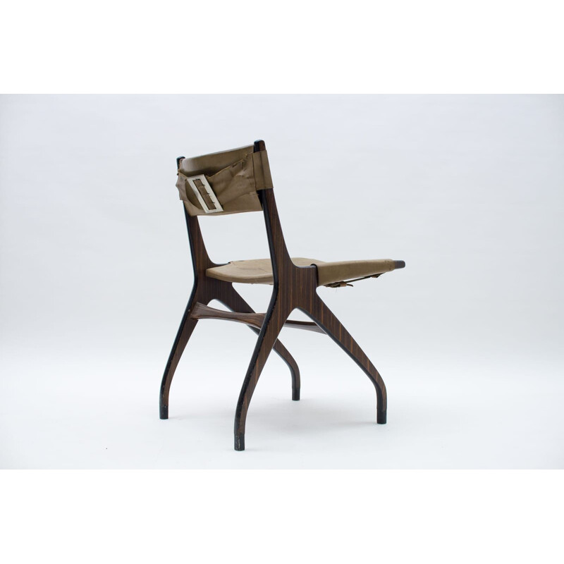 Vintage wooden chair with leather cover, Italy 1960