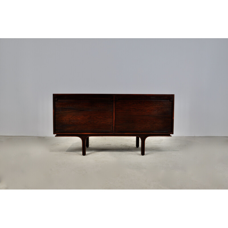 Vintage dark wood sideboard with 2 doors and 4 drawers by Gianfranco Frattini, 1960