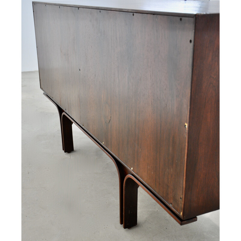 Vintage dark wood sideboard with 2 doors and 4 drawers by Gianfranco Frattini, 1960