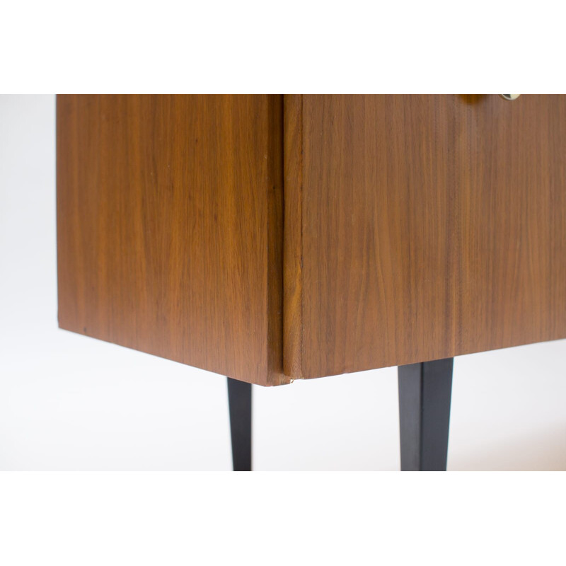 Walnut vintage sideboard with 4 edges, 1960s