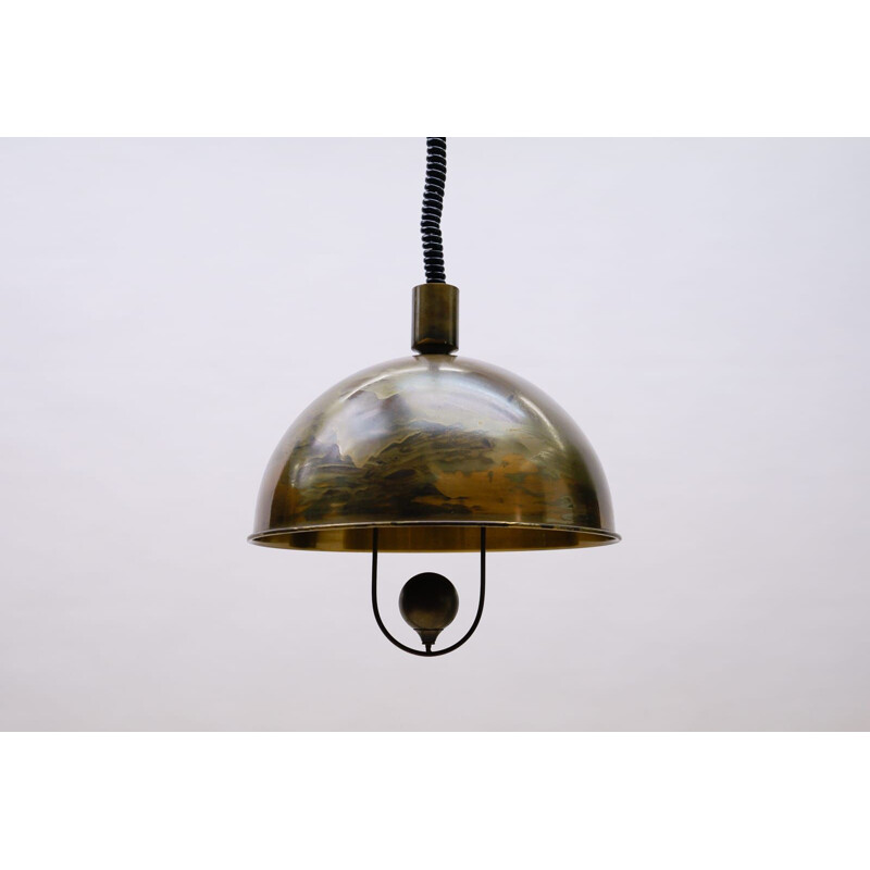 Vintage messing hanglamp van Florian Schulz, Duitsland 1970