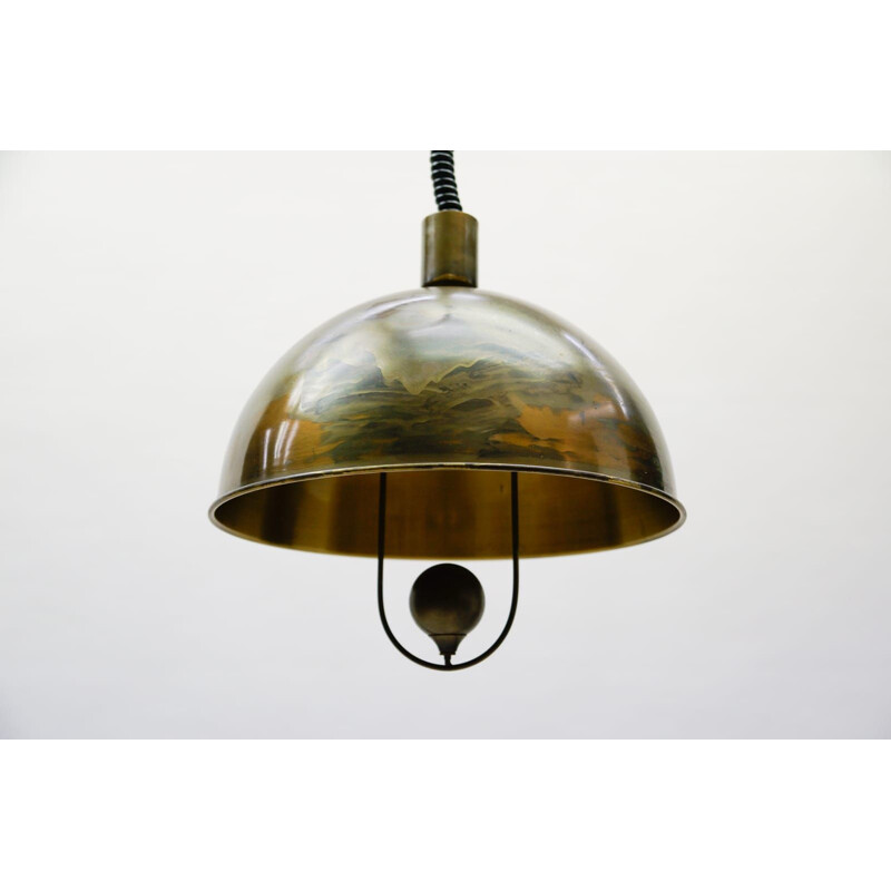 Vintage brass pendant lamp by Florian Schulz, Germany 1970s