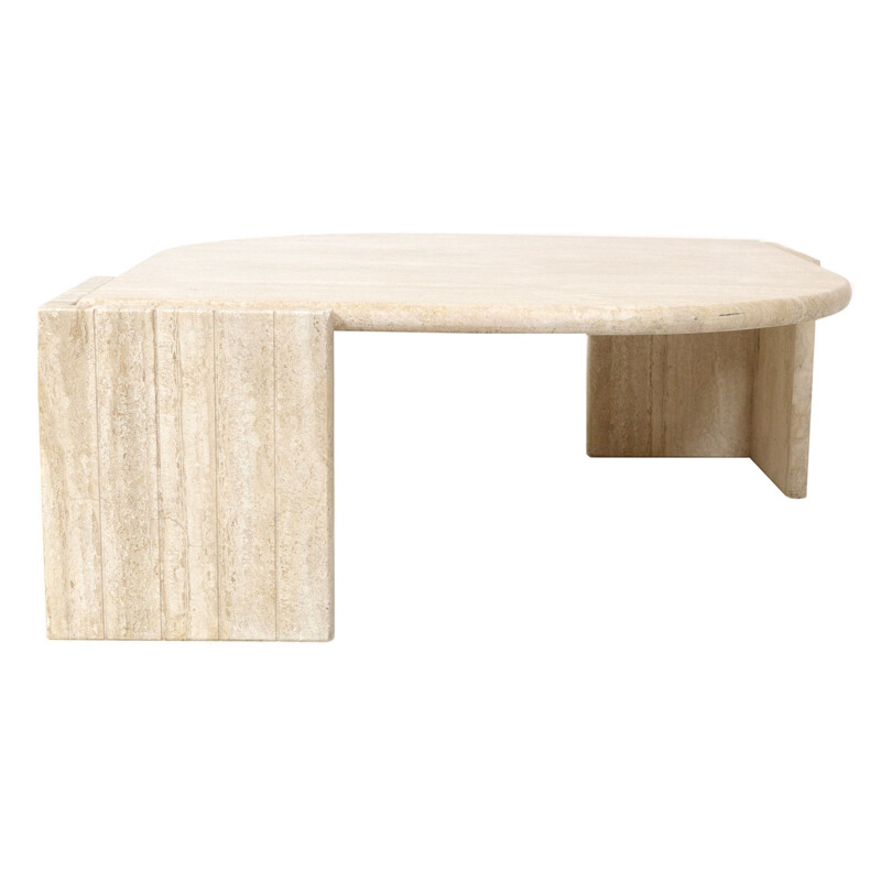 Vintage travertine coffee table with eye shape, 1970