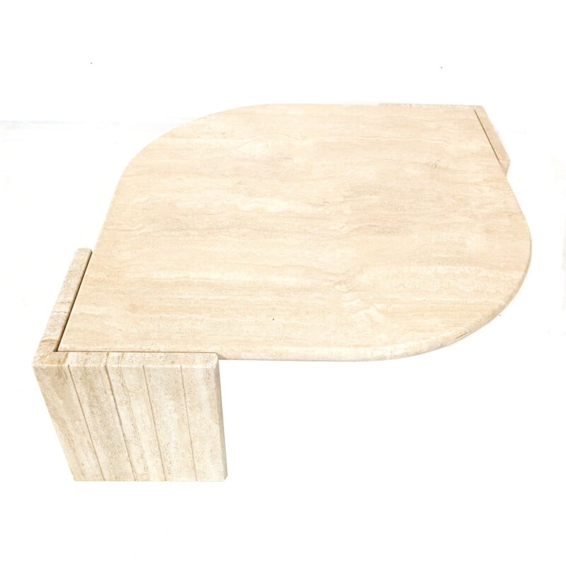 Vintage travertine coffee table with eye shape, 1970