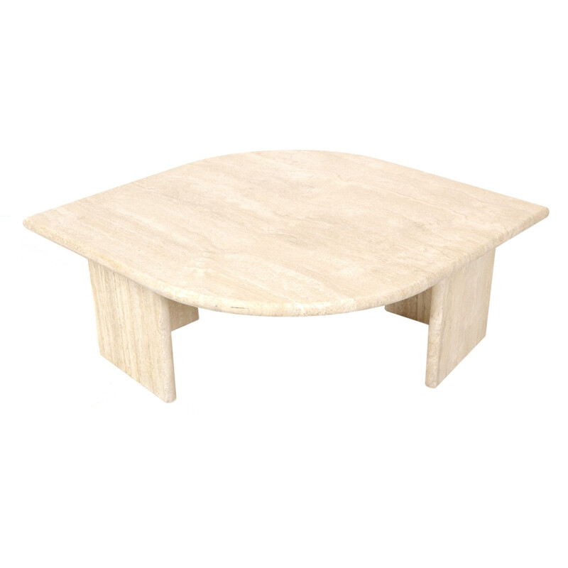 Vintage travertine coffee table with eye shape, 1970