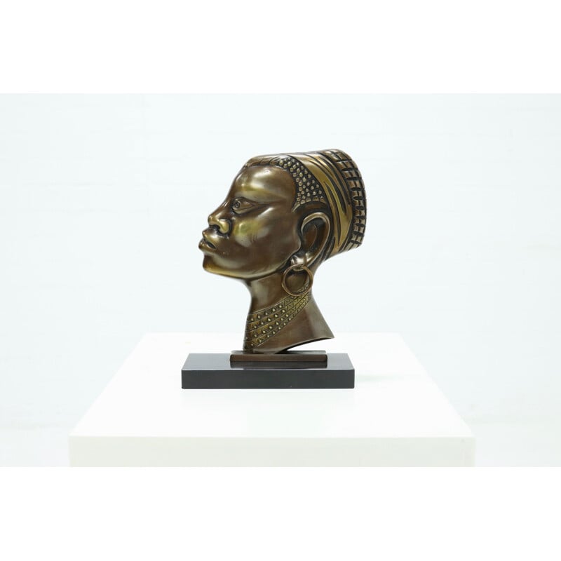 Vintage bronzen beeld van Afrikaanse vrouw, 1950