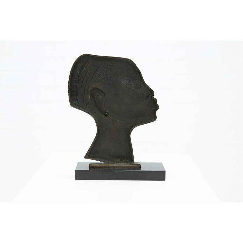 Escultura em bronze Vintage da Mulher Africana, 1950