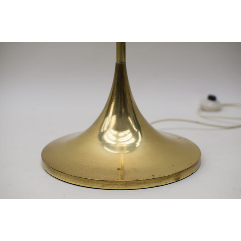 Vintage gold floor lamp with glass shade, 1970