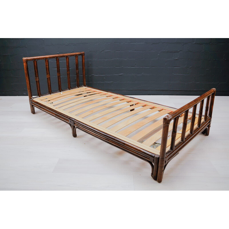 Italian vintage rattan & bamboo daybed, 1950s