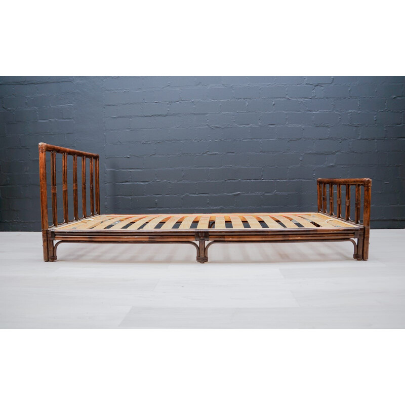 Italian vintage rattan & bamboo daybed, 1950s
