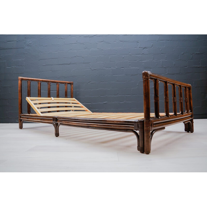 Italian vintage rattan & bamboo daybed, 1950s