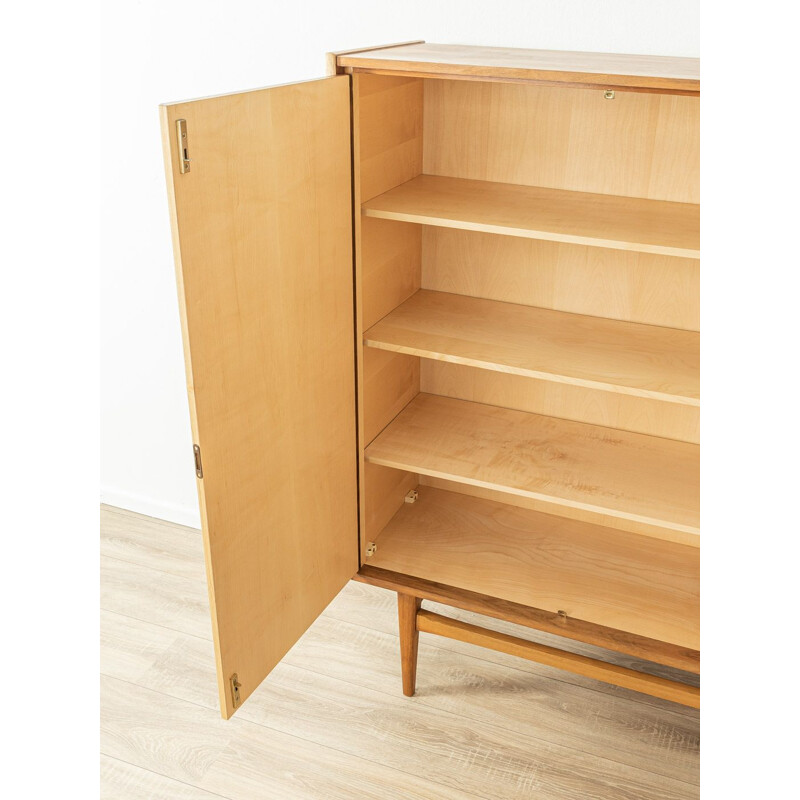 Vintage walnut highboard with a sliding glass door, Germany 1960s