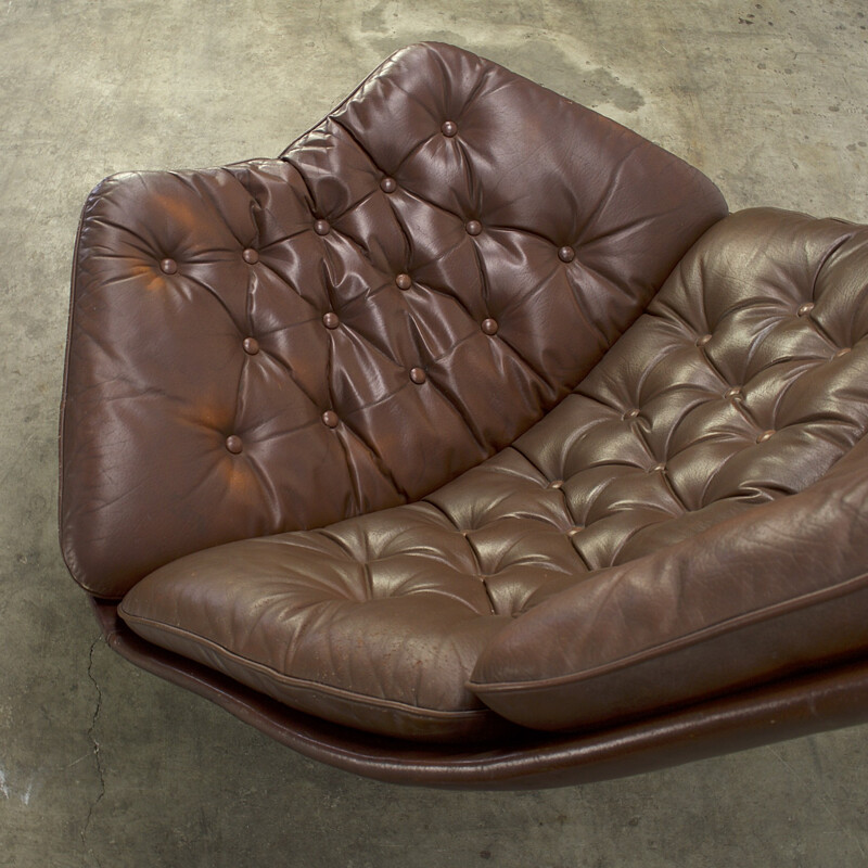 Fauteuil Artifort "F588" en cuir marron, Geoffrey HARCOURT - 1960