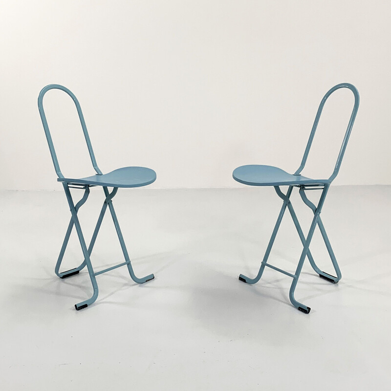 Pair of vintage Dafne folding chairs by Gastone Rinaldi for Thema, 1970s
