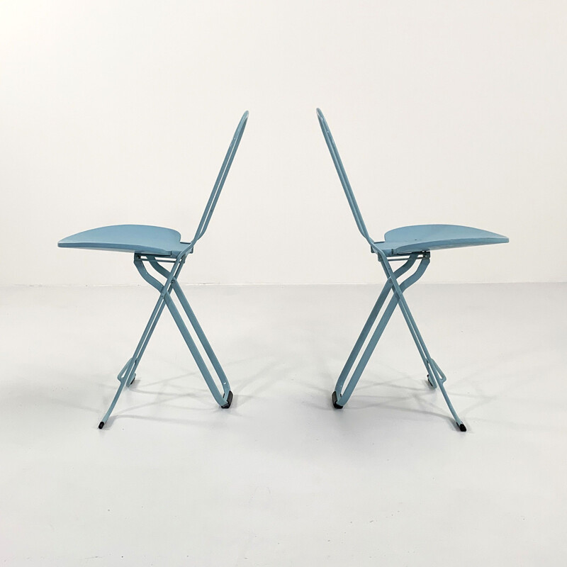 Pair of vintage Dafne folding chairs by Gastone Rinaldi for Thema, 1970s