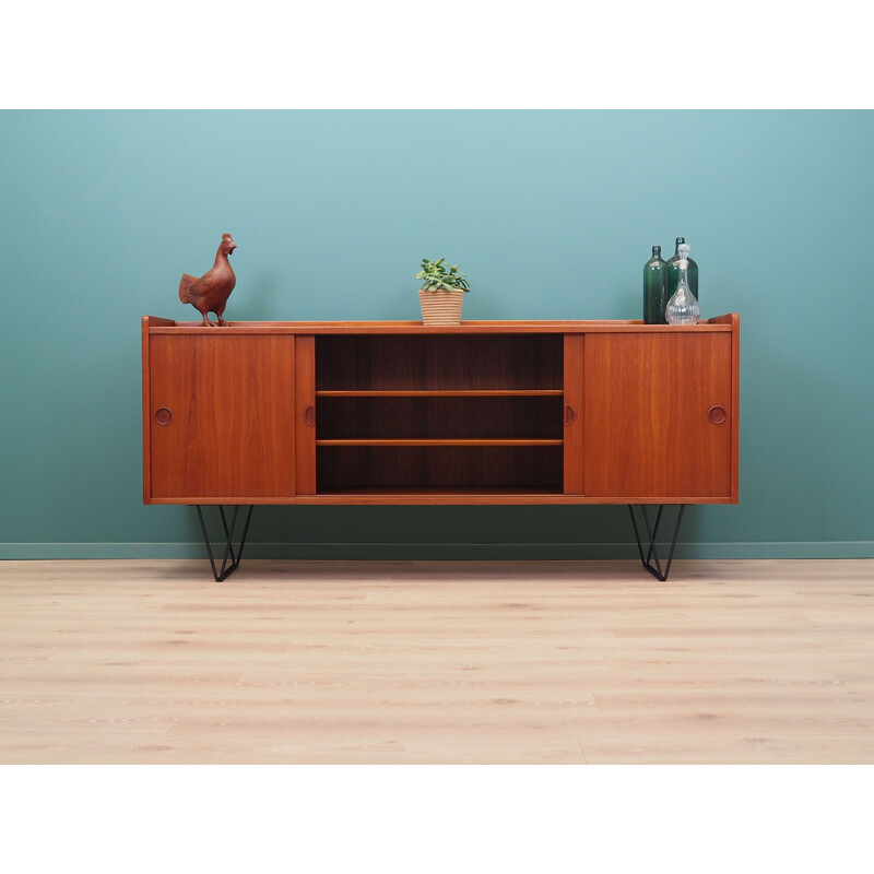 Vintage teak sideboard with sliding doors, Denmark 1970s