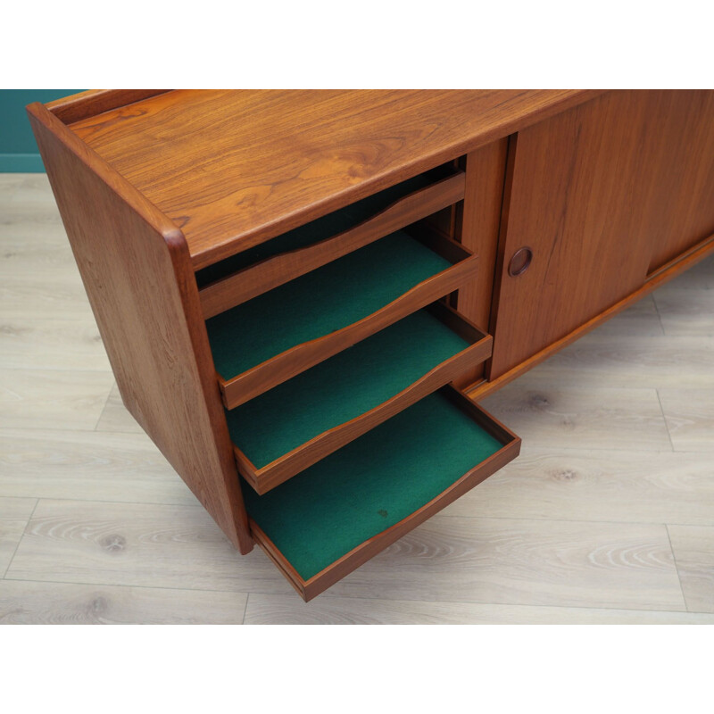 Vintage teak sideboard with sliding doors, Denmark 1970s