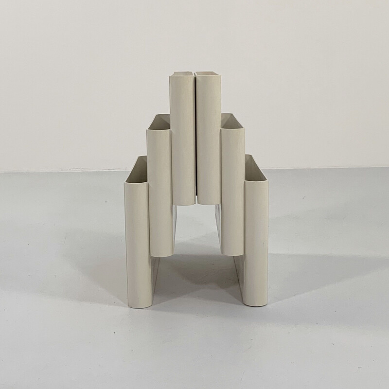 White vintage magazine rack by Giotto Stoppino for Kartell, 1970s