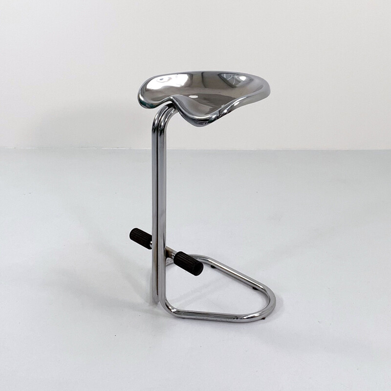 Chromed vintage Tractor stool by Rodney Kinsman for Bieffeplast, 1970s