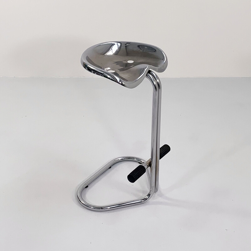 Chromed vintage Tractor stool by Rodney Kinsman for Bieffeplast, 1970s