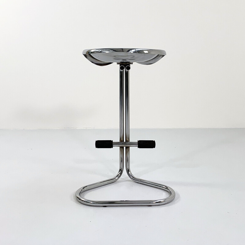 Chromed vintage Tractor stool by Rodney Kinsman for Bieffeplast, 1970s