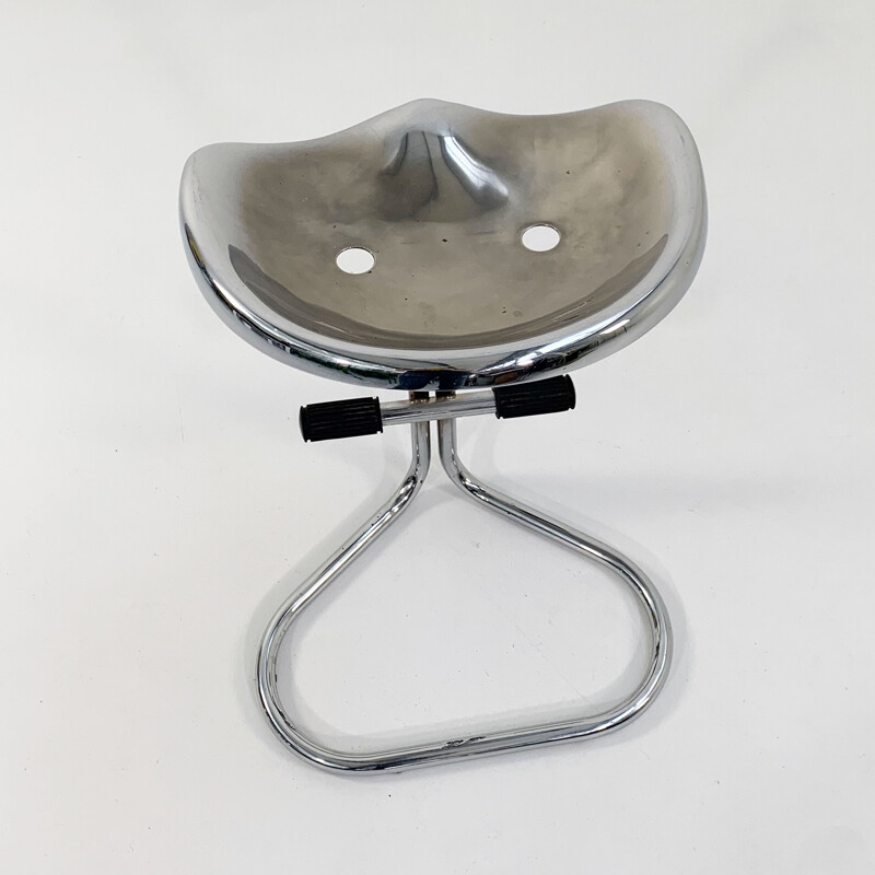 Chromed vintage Tractor stool by Rodney Kinsman for Bieffeplast, 1970s