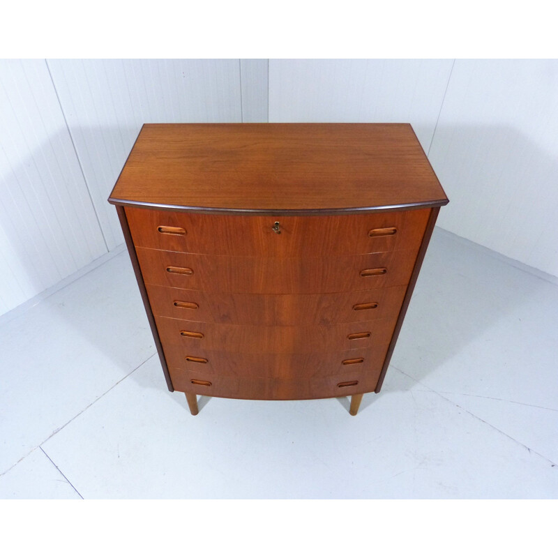 Teak vintage chest of drawers with 6 drawers, Denmark 1960s