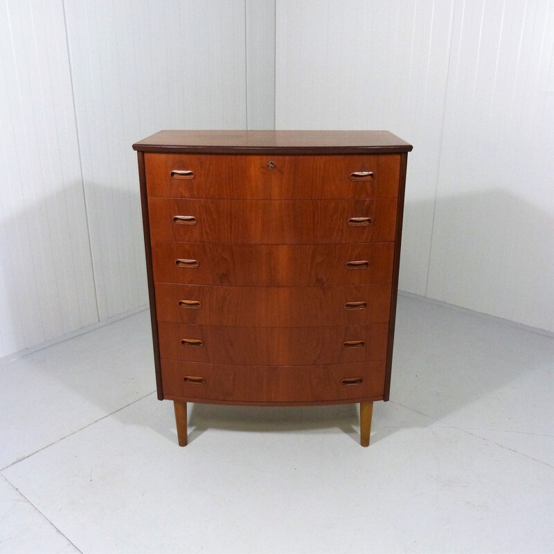 Teak vintage chest of drawers with 6 drawers, Denmark 1960s