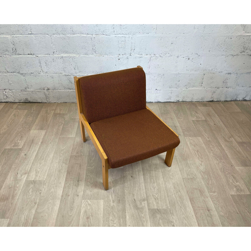 Vintage Baumann wooden armchair, France 1970 