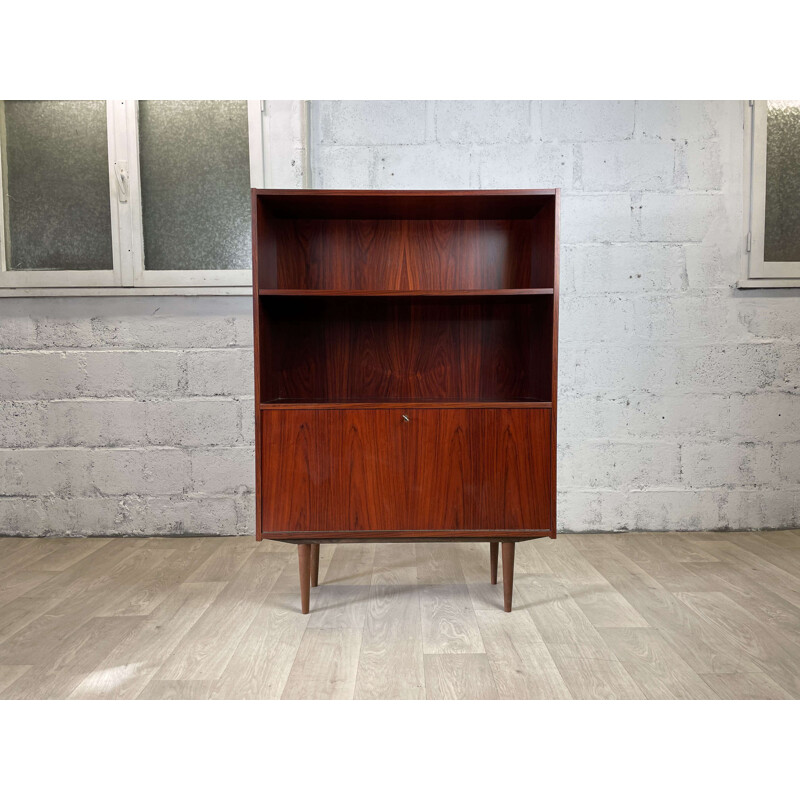 Scandinavian vintage rosewood bookcase with 2 shelves and 2 drawers, 1960