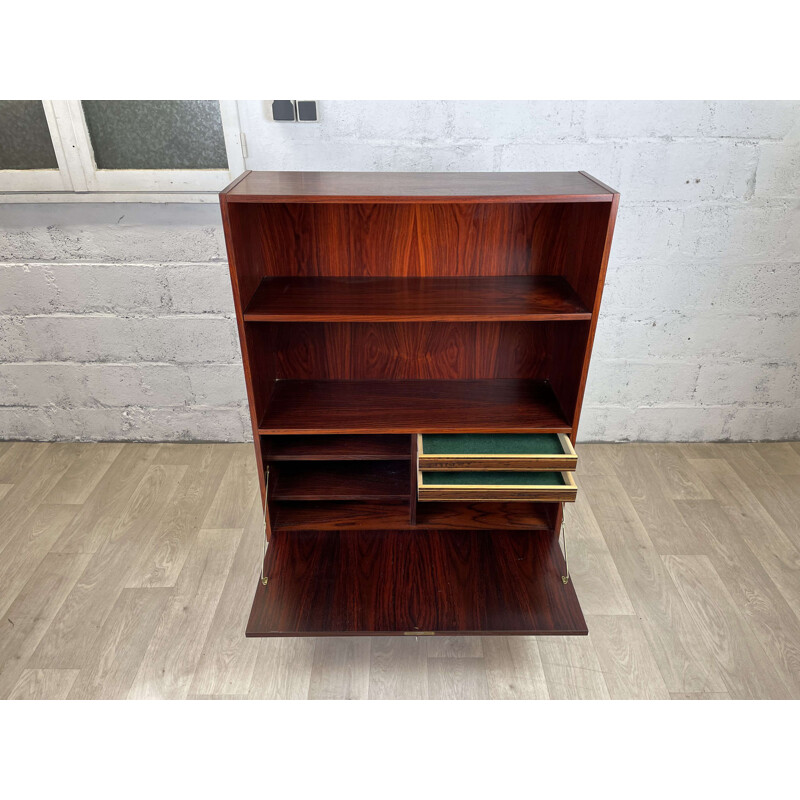 Bibliothèque scandinave vintage en palissandre avec 2 étagères et 2 tiroirs, 1960