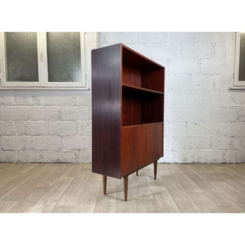 Scandinavian vintage rosewood bookcase with 2 shelves and 2 drawers, 1960