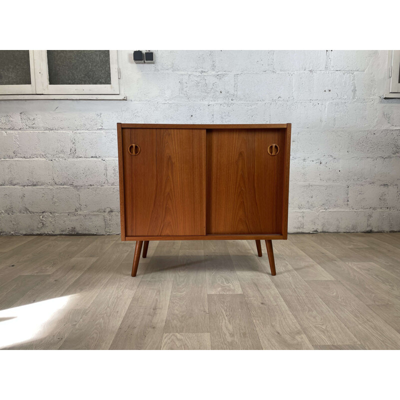 Scandinavian vintage teak sideboard with 2 sliding doors, 1960