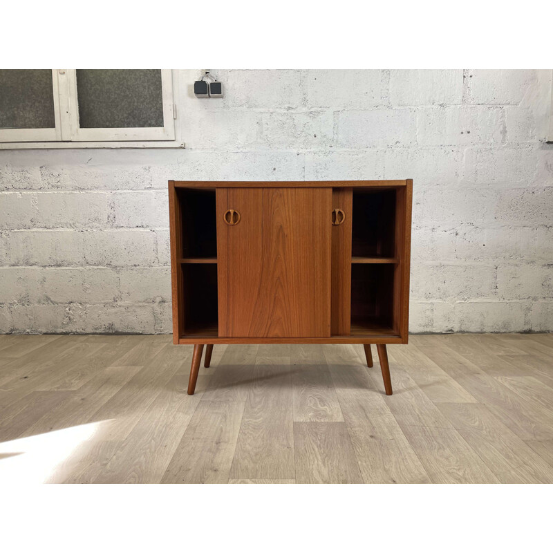 Scandinavian vintage teak sideboard with 2 sliding doors, 1960