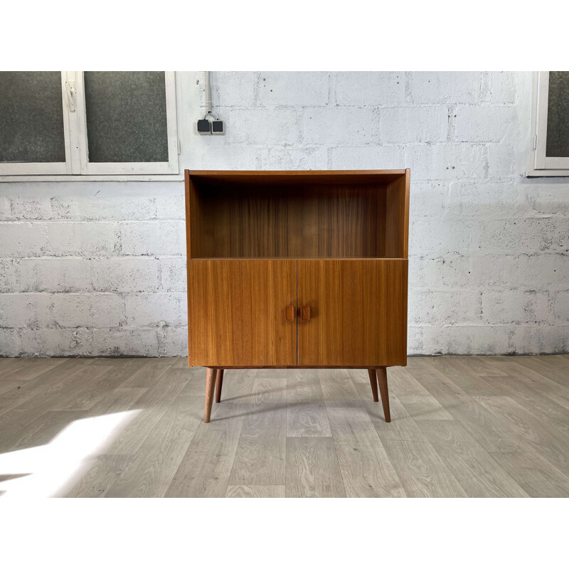 Scandinavian vintage teak bookcase with two hinged doors, 1960