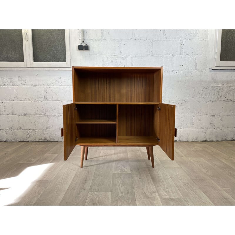 Scandinavian vintage teak bookcase with two hinged doors, 1960