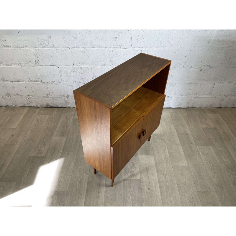 Scandinavian vintage teak bookcase with two hinged doors, 1960