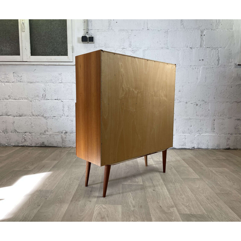 Scandinavian vintage teak bookcase with two hinged doors, 1960