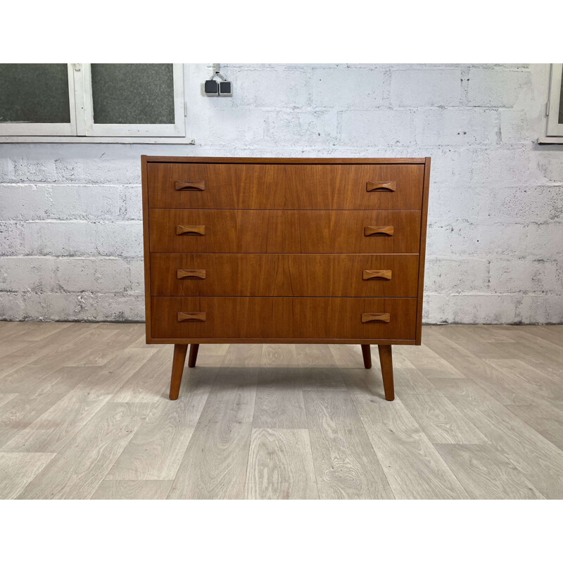 Vintage teak chest of drawers with 4 drawers by Clausen & Søn, 1960s