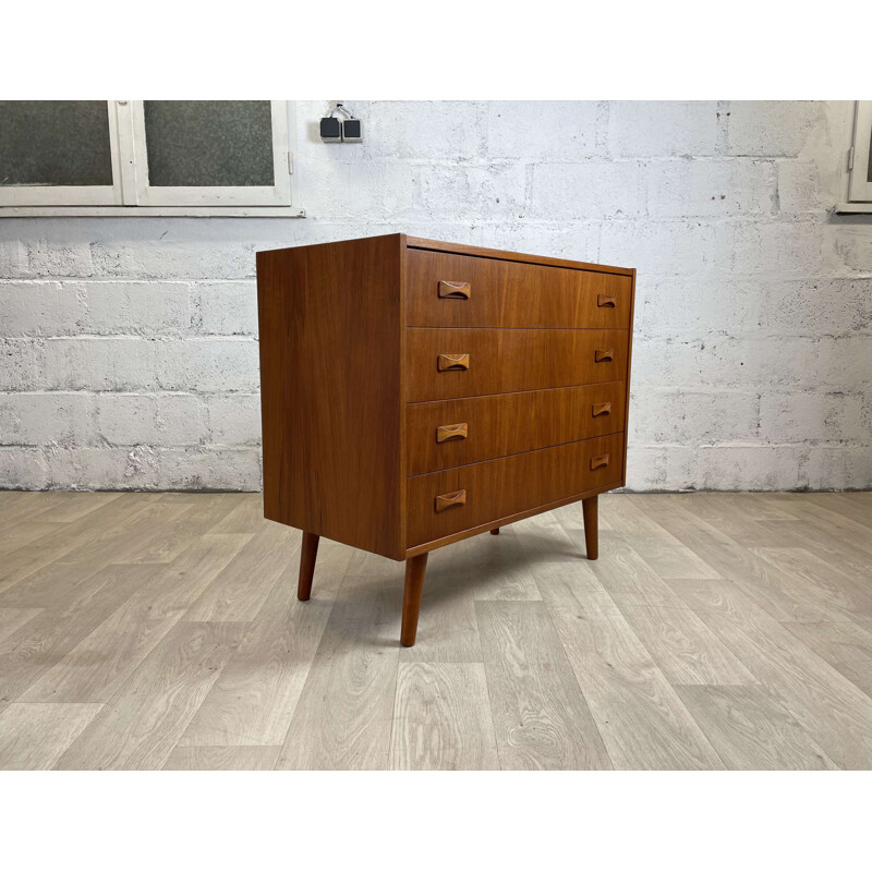 Vintage teak chest of drawers with 4 drawers by Clausen & Søn, 1960s