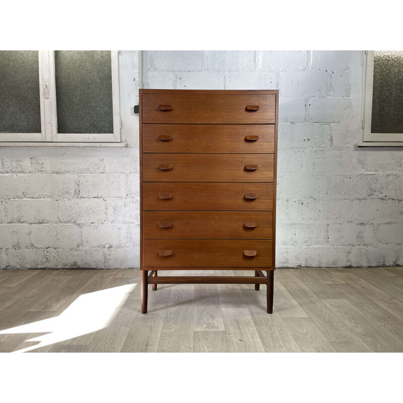 Vintage 6-drawer teak chest of drawers by Poul Volther for Fdb, 1960s