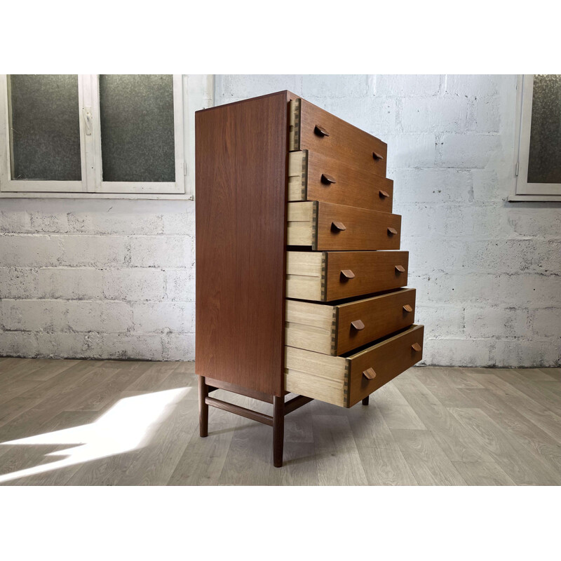 Vintage 6-drawer teak chest of drawers by Poul Volther for Fdb, 1960s